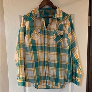 Wrangler Green and Yellow Plaid Shirt